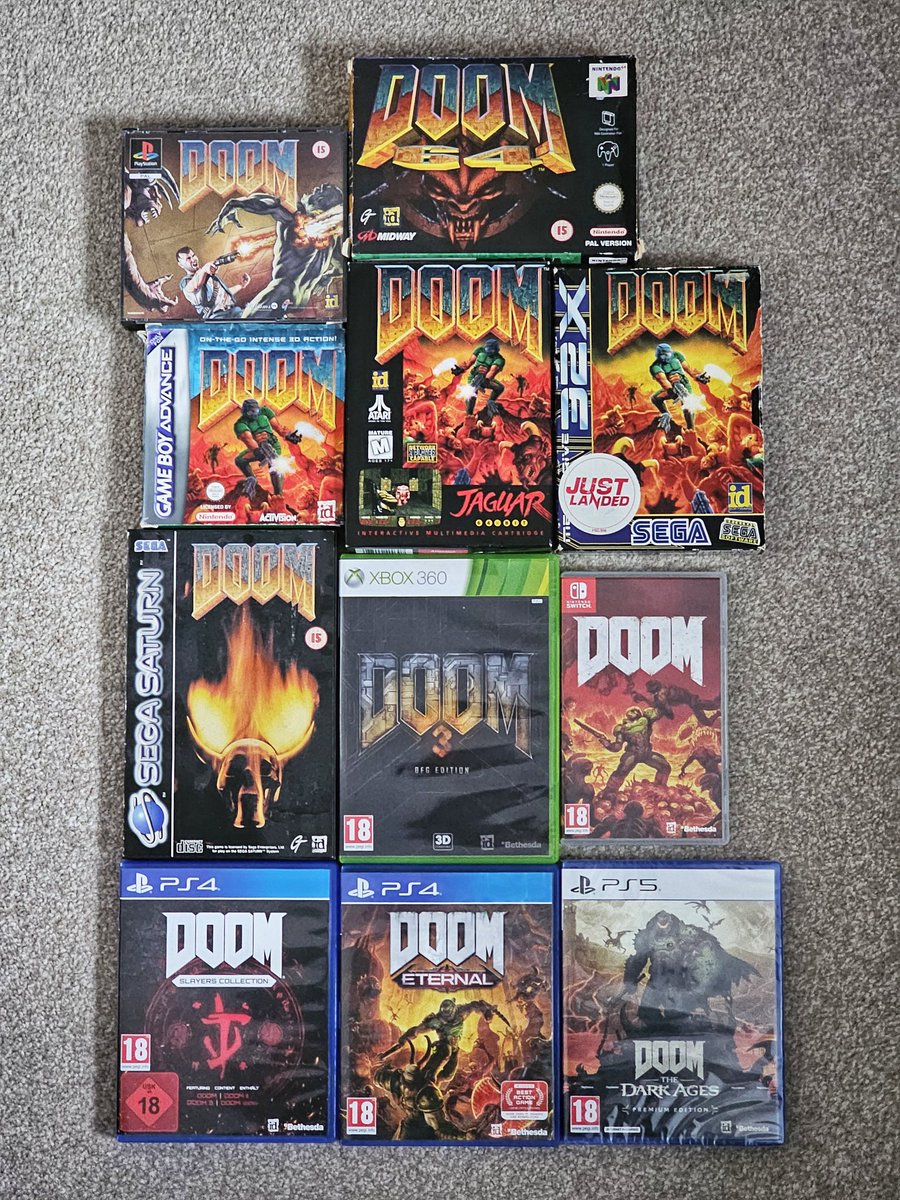 APadders's tweet image. With the original Doom 32nd Anniversary approaching, here&apos;s my Doom PC big box collection and console collection. #DOOM #doom2 #doom3 #idsoftware #pcbigbox #retrogames #retrogaming #FPS