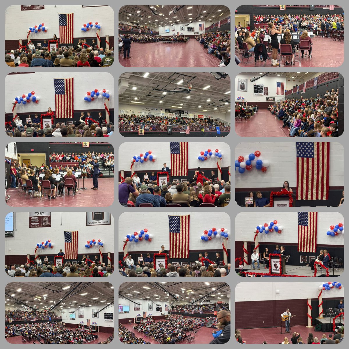 So proud of our OCHS students as they led a powerful Veterans Day program and for our OCES students as they filled the gym with their beautiful singing. Thank you to every student and staff member who helped honor our veterans. Great day to be a Rebel! #WEareOC #ThankYou