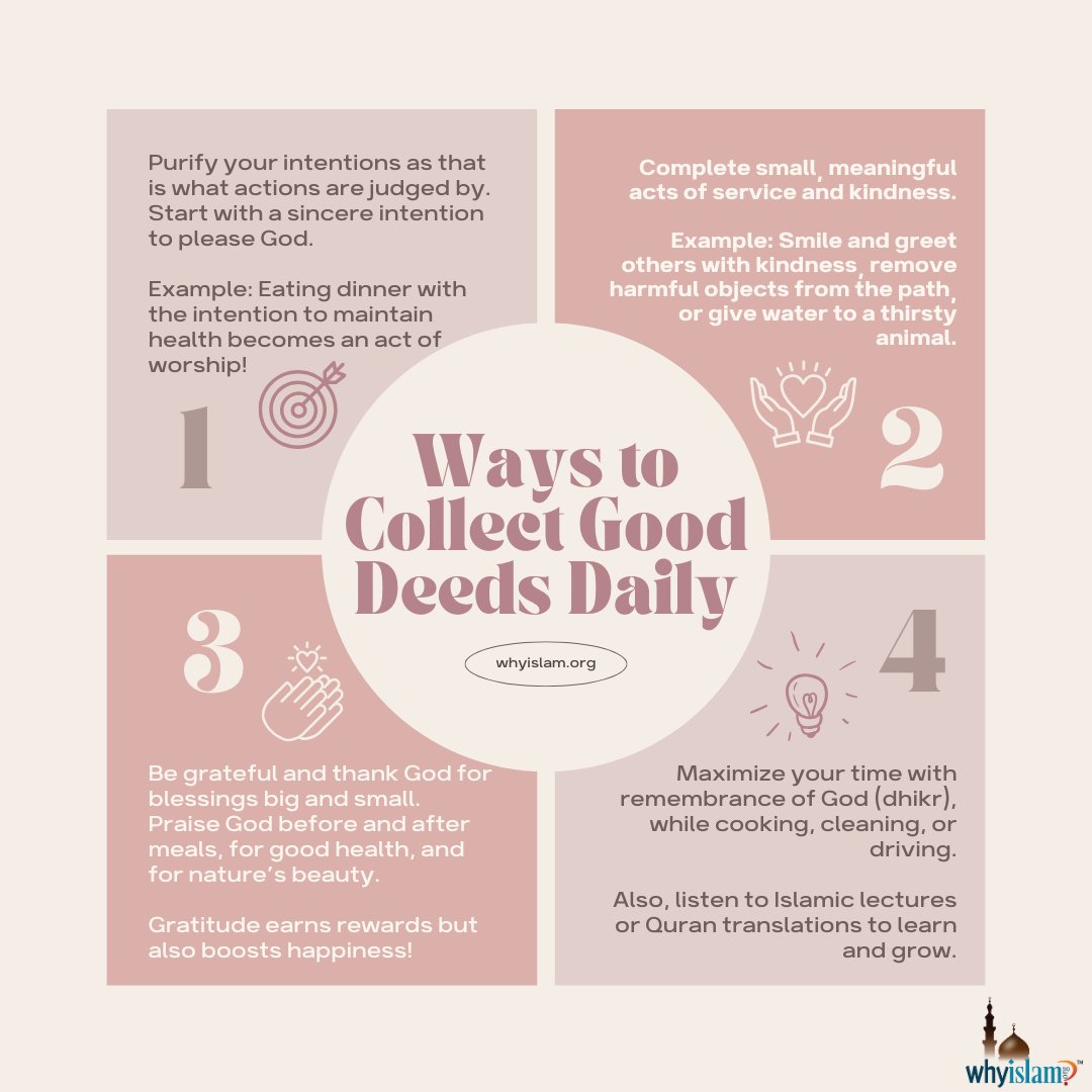 Did you know you can turn everyday tasks into acts of worship? From setting good intentions to showing kindness and gratitude, Islam teaches us simple ways to collect rewards daily.

Learn more at whyislam.org or call 1-877-WHYISLAM today! What’s your favorite way to