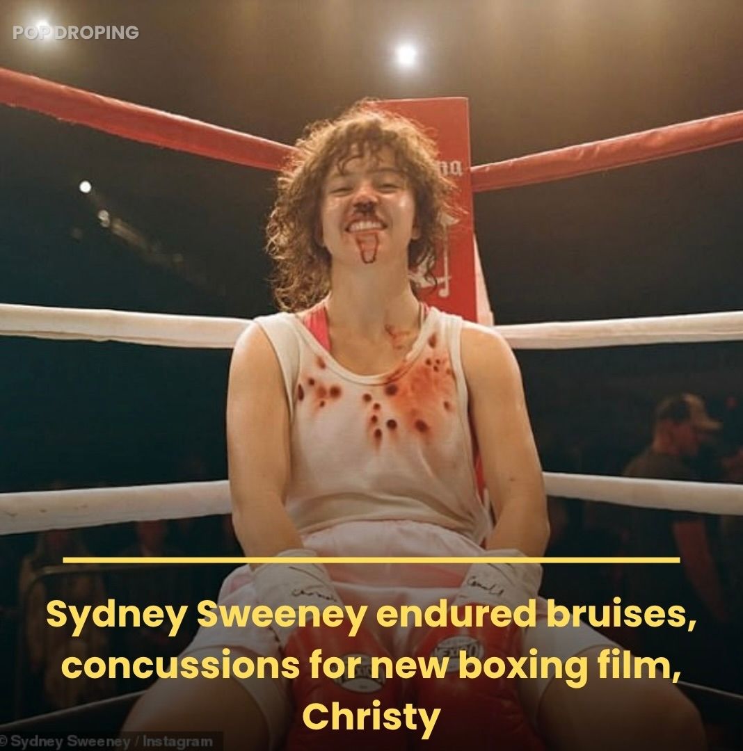 MjPopculture's tweet photo. Sydney Sweeney got genuinely battered and bruised while filming her intense new boxing biopic, Christy, opting for realistic fight scenes #SydneySweeney #ChristyMovie #BoxingBiopic #MethodActing #MovieStunts #BatteredAndBruised #EuphoriaStar #FighterTraining #Concussions #Behind https://t.co/BymVVXp2xn