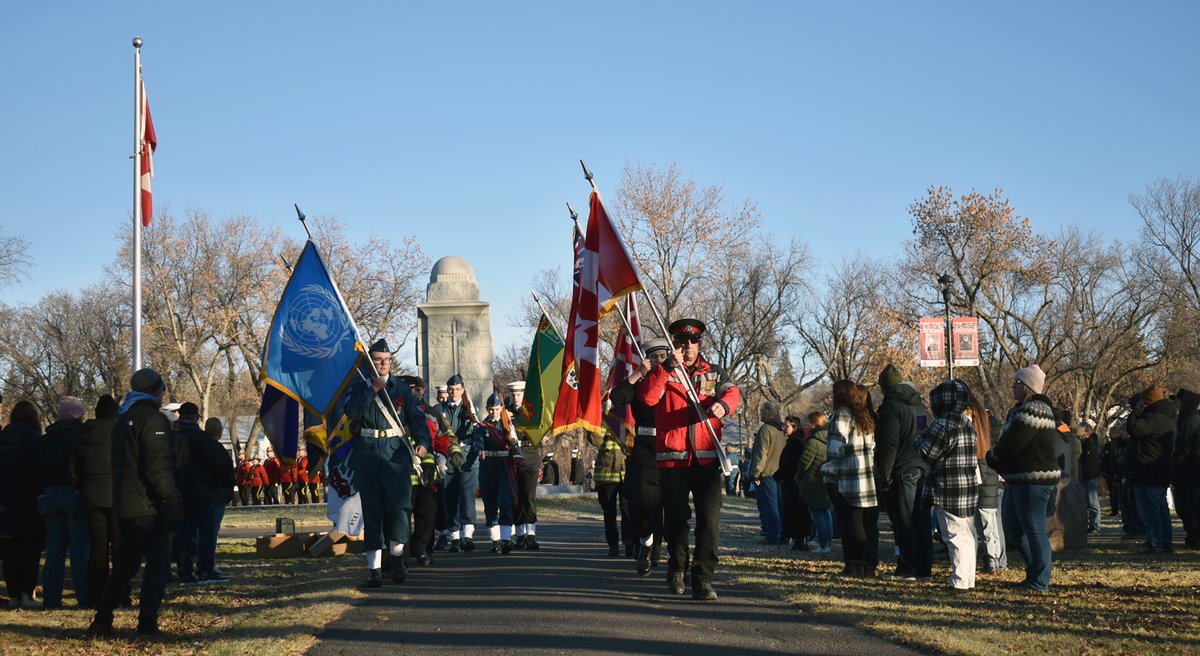 An outdoor parade and Remembrance Day service took place at the Memorial Park cenotaph in Swift Current.  #LestWeForget  #RemembranceDay