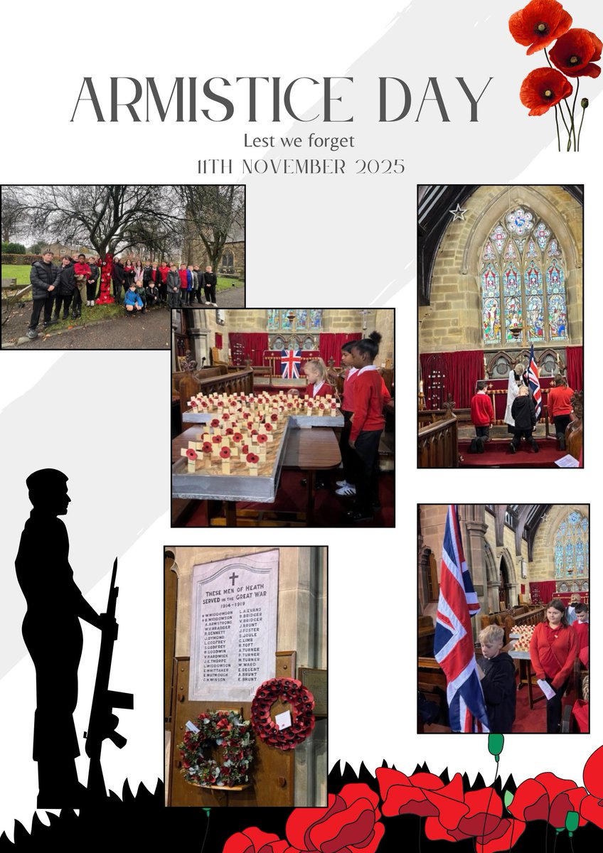 Today, our UKS2 children joined the service at All Saints Church in Heath. They laid the crosses, sang beautifully, carried and lowered the flag, and took part in the two minutes’ silence with great respect. A real credit to <a href="/HPSDerbyshire/">Heath Primary</a> -we are so proud of them all.