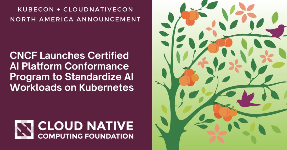 CloudNativeFdn's tweet image. More big news from CNCF!

CNCF launches the Certified Kubernetes AI Conformance Program, creating open standards to ensure AI workloads run reliably across environments.

Learn more: hubs.ly/Q03SG9jf0

#CNCF #CloudNative #KubeCon #CloudNativeCon #AI