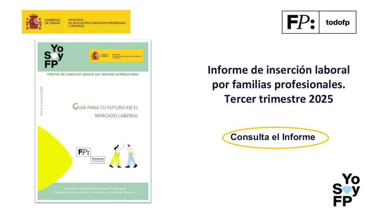 📣Informe de inserción laboral por familias profesionales. Tercer trimestre 2025. #TodoFP #YoSoyFP
🔴Descarga el informe
🔍libreria.educacion.gob.es/libro/informe-…