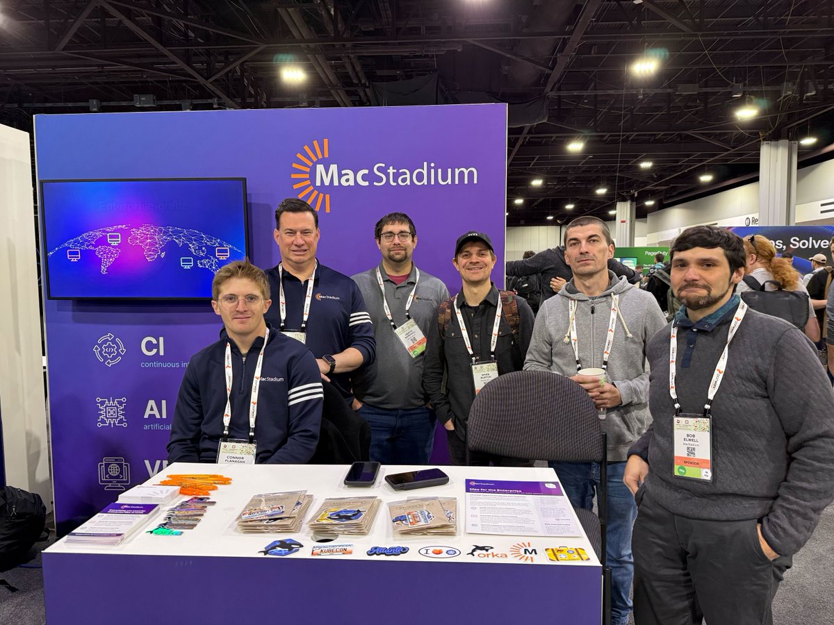 MacStadium's tweet image. MacStadium is live at KubeCon North America—and we’re calling booth 547 home all week.

Come say hi. Let’s talk Mac + k8s 🤯

#KubeCon #KubeConNA #AtlantaTech #Kubernetes #DevOps #MacStadium