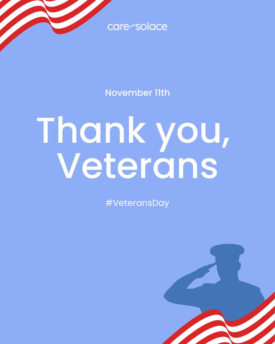 This #VeteransDay, we pause to honor the courage, sacrifice, and leadership of those who served. At Care Solace, we’re committed to easing the path to mental health support for veterans and their families - today and every day. 🇺🇸