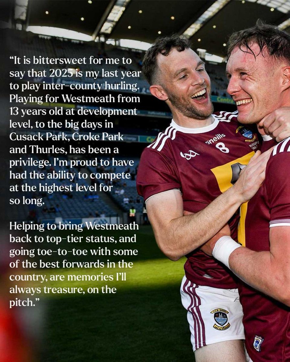 westmeath_gaa's tweet image. End of an era!

After 13 seasons of dedication, leadership, and pride, Tommy Doyle hangs up the Westmeath jersey.
Thank you for everything, Tommy — a true servant of the game and an inspiration to all who wear the maroon and white.

An Iarmhí Abú.