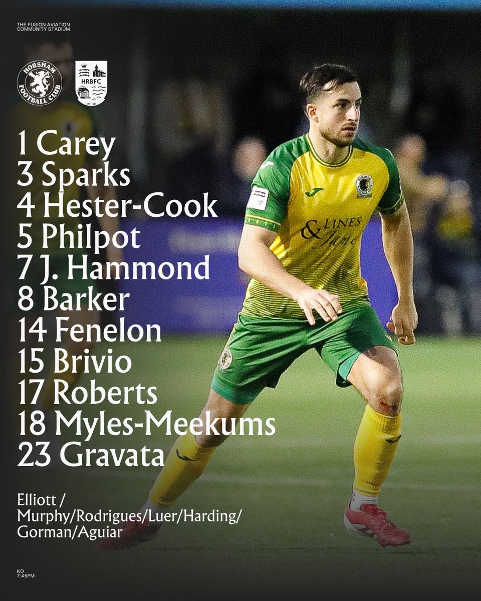 HorshamFC's tweet image. Here's how we line up in today's National league south class against @HAMRICHFC