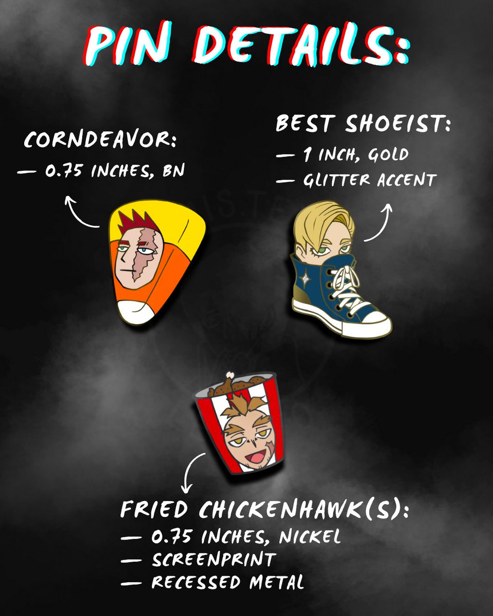 Yet another preorder! These lil guys will be charity pins—all proceeds will be donated to Food Bank for the Heartland! 

One more pin may be joining them too…

PO opens Friday, Nov 14th at 9 am CST