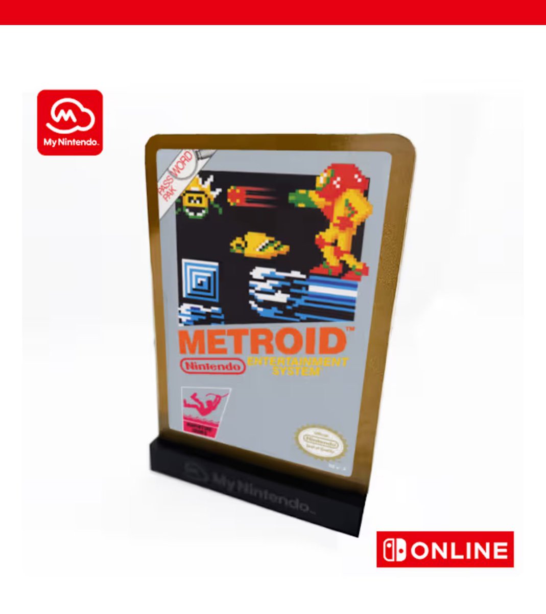 omorales81's tweet photo. Why yes, MyNintendo, I will take a metallic desktop display of NES Metroid. Thank you for continuing to offer physical loyalty rewards! #Nintendo #Metroid #NES #MyNintendo #NintendoMerch #LoyaltyAndRewards πΎπΉοΈ https://t.co/P7YTEjiBJl