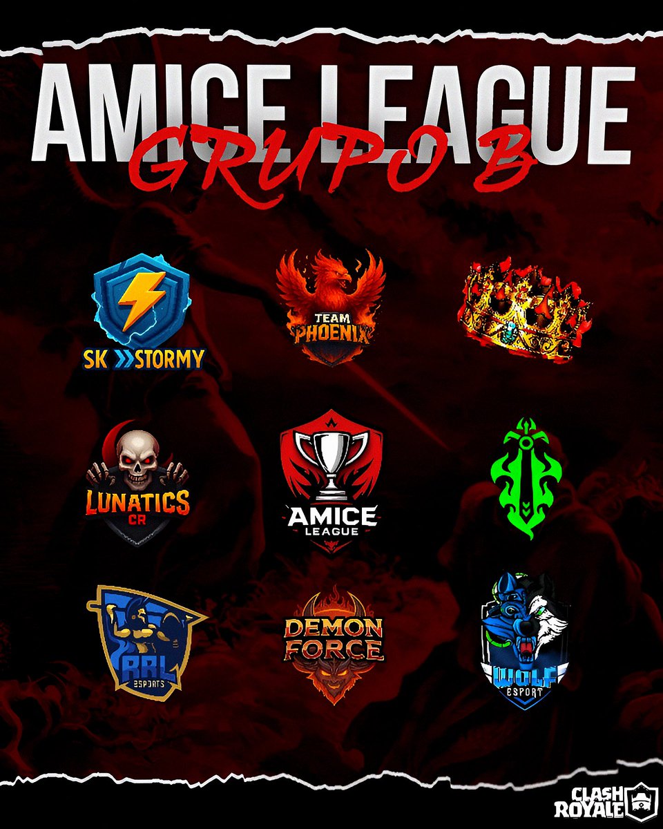 AS_LEAGUEE's tweet image. GRUPO B• AMICE LEAGUE

•@Team_PhoenixCR 
•@TheWinners78 
•@LunaticsCR 
•@CompanyOsaka 
•@SkStormyCr 
•@force24726 
•@Wolfs5eSports 
•@RRL_eSports