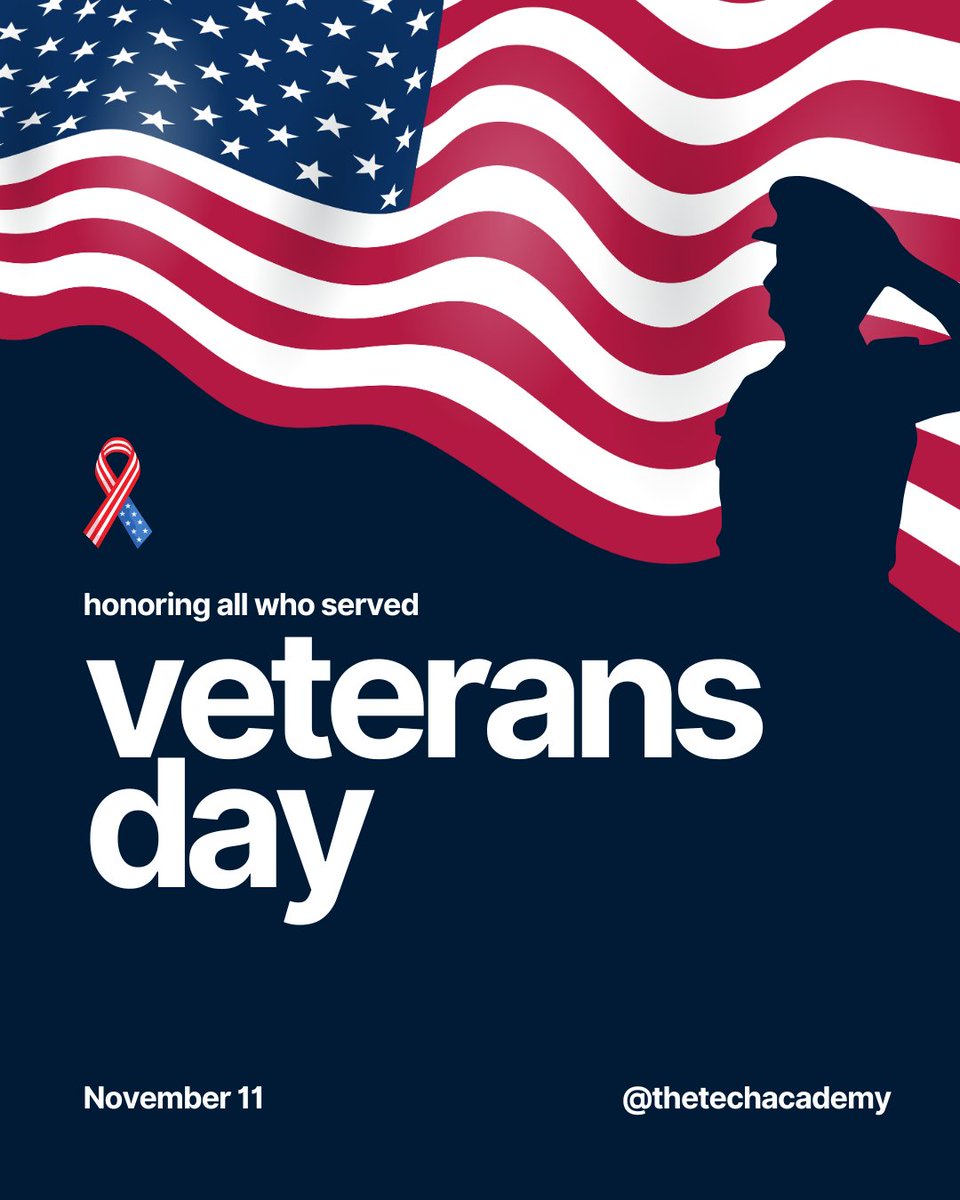 TheTechAcad's tweet image. Greetings from The Tech Academy!

#VeteransDay #HonoringOurHeroes #ThankYouForYourService #TheTechAcademy #Gratitude #ServiceAndSacrifice #RespectAndHonor #Veterans #MilitaryAppreciation #TechAcademyCares