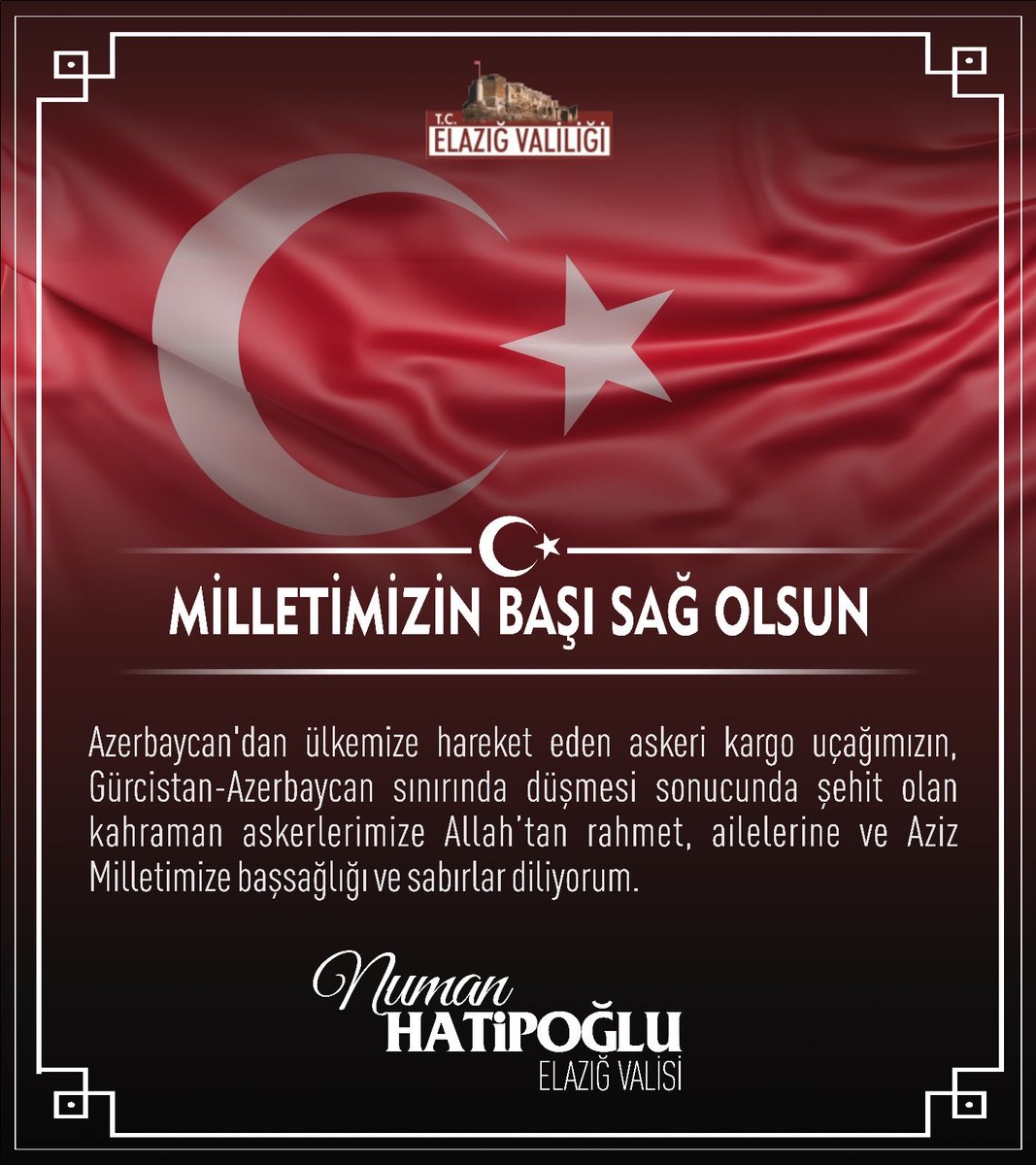 Aziz milletimizin başı sağ olsun,   Kahramanlarımızın makamı Âli olsun.