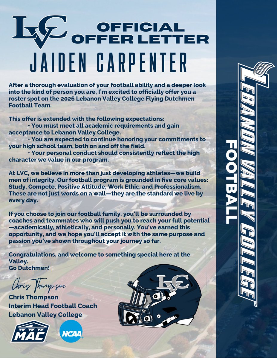 Blessed to receive my first offer from LVC!! #LVC #FlyingDutchman