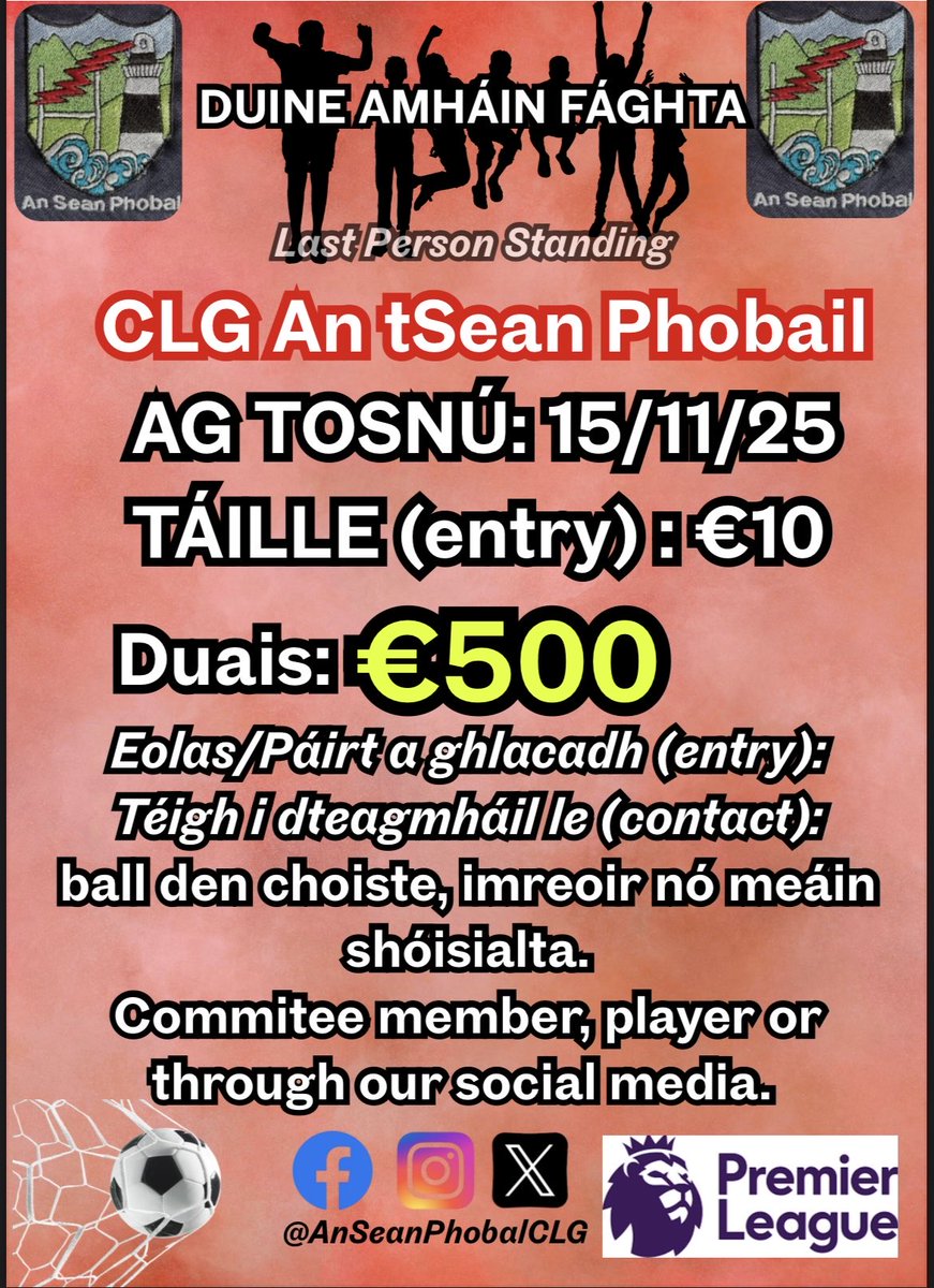 Cúpla lá fágtha go dtí a thosnaíonn an comórtas Duine Amháin Fágtha! Eolas thíos faoi conas páirt a ghlacadh.