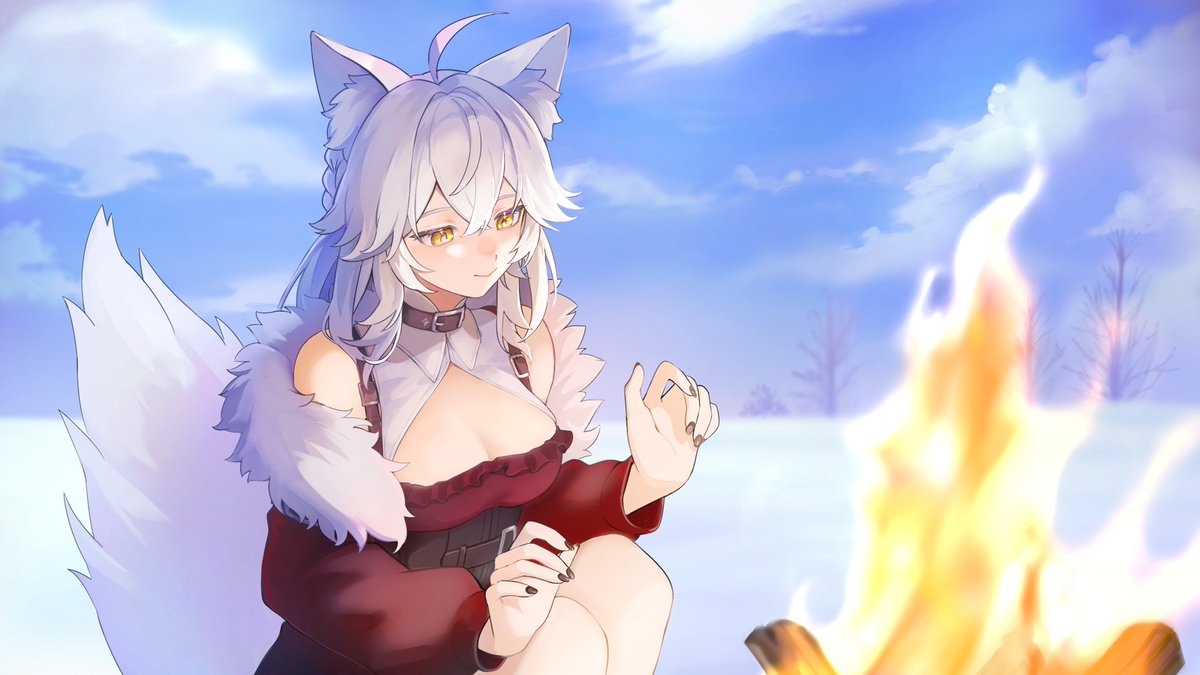 kitnaut's tweet image. &quot;You look weary, ember. Stop by for a moment and rest.&quot;

art by @ OKkobc