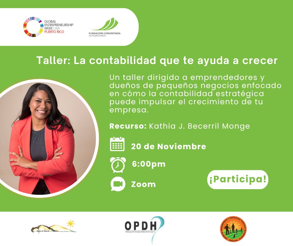 ¡Celebra la Semana Global 🌎del Emprendimiento!
Únete al taller “La Contabilidad que te ayuda a crecer” con la experta Kathia J. Becerril y descubre herramientas para fortalecer tu negocio. 💼

🗓️ 20 de noviembre
⏰6PM
💻 Virtual
💰 Gratis

Regístrate 👉 us06web.zoom.us/.../reg.../WN_…