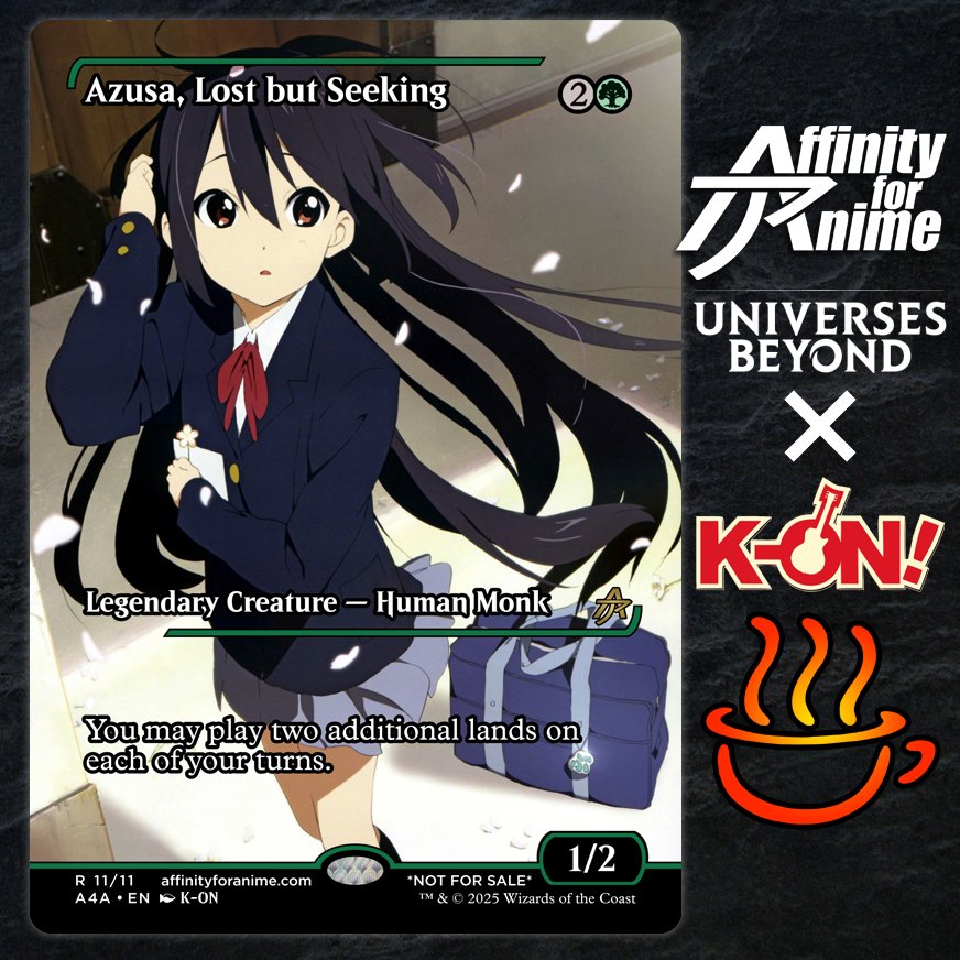 affinity4anime's tweet image. Azusa Nakano from #KON has the same name as a #MtG card. So I felt the need to make a #proxy inspired by this coincidence. #magicthegathering #EDH