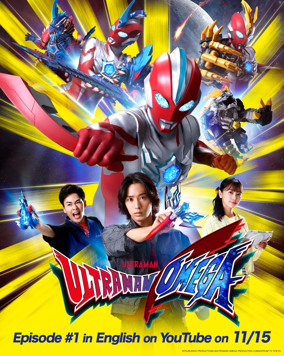 ULTRAMAN OMEGA Episode 1 in English Dub is coming to the Ultraman Official English YouTube Channel🌠
More English voice cast revealed!

📅: November 15th (Sat) 8:00 AM JST

For more info: tsuburaya-prod.com/news/8919