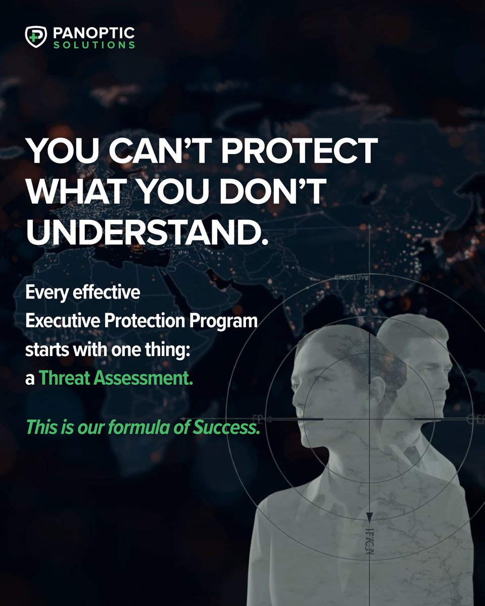 Panoptic01's tweet image. You can’t protect what you don’t understand.
Every strong Executive Protection program starts with one thing — a threat and vulnerability assessment.
Intelligence first. Action second.
#ExecutiveProtection #ThreatAssessment #RiskManagement #PanopticSolutions