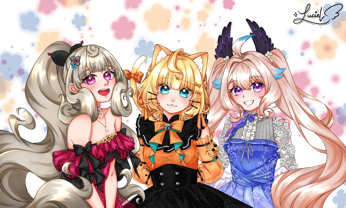 Luciel283's tweet image. 🩶🧡💜(❤️)
#Ethyria #Palouette #エナーアート #DrawMillie #Reimural