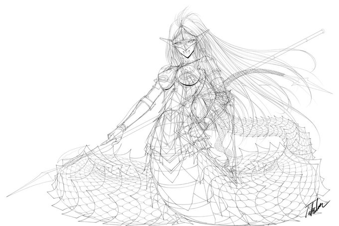 昨日11月11日は #線画の日 だったそうです。

1枚目は2025年賀CG…超差分だらけ…😭
2枚目は依頼のワーズワースのデルタ…久しぶりのキャラ。😉
3枚目は依頼のシャロンのCG…触手は久しぶり。😏
4枚目はディードリット…差分…😨

無駄な線は一切描かない歪んだ線が嫌いな神経質さんdeth。🫥 