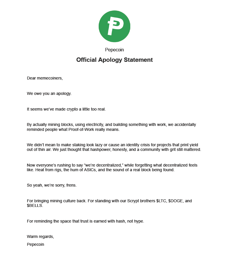 PepecoinNetwork's tweet image. We messed up.