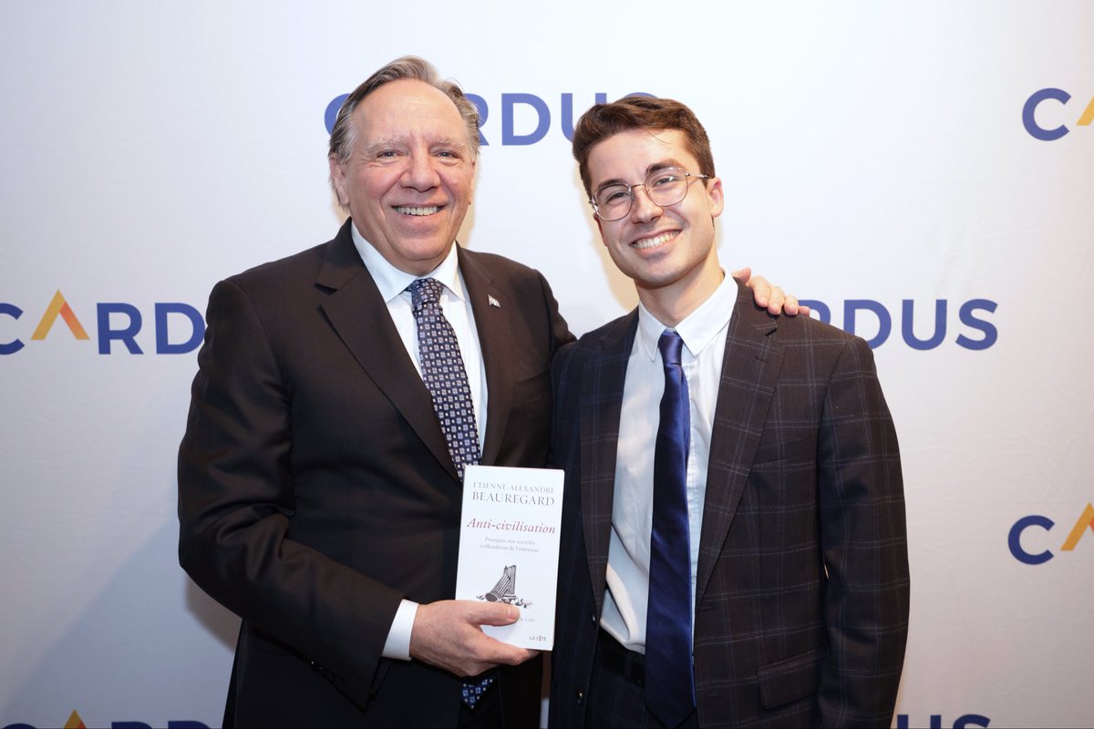 francoislegault's tweet photo. Bravo @EABeauregard pour la parution de ton 3ème livre (à 24 ans!), Anti-civilisation.
Un livre qui bouscule et qui pose des questions importantes : quel héritage transmettons-nous à nos jeunes? Réfléchir à la société qu’on veut pour demain, c’est essentiel. Merci pour ta contribution!