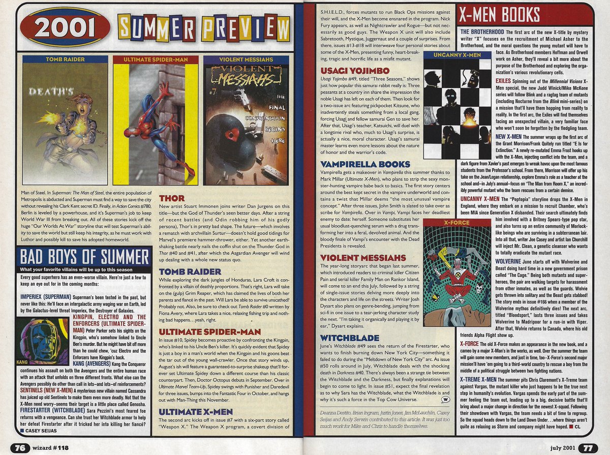 Here's a fun exercise, take a look at these Summer Previews from Wizard 118 and tell us which of these books you forgot about or didn't even know existed.