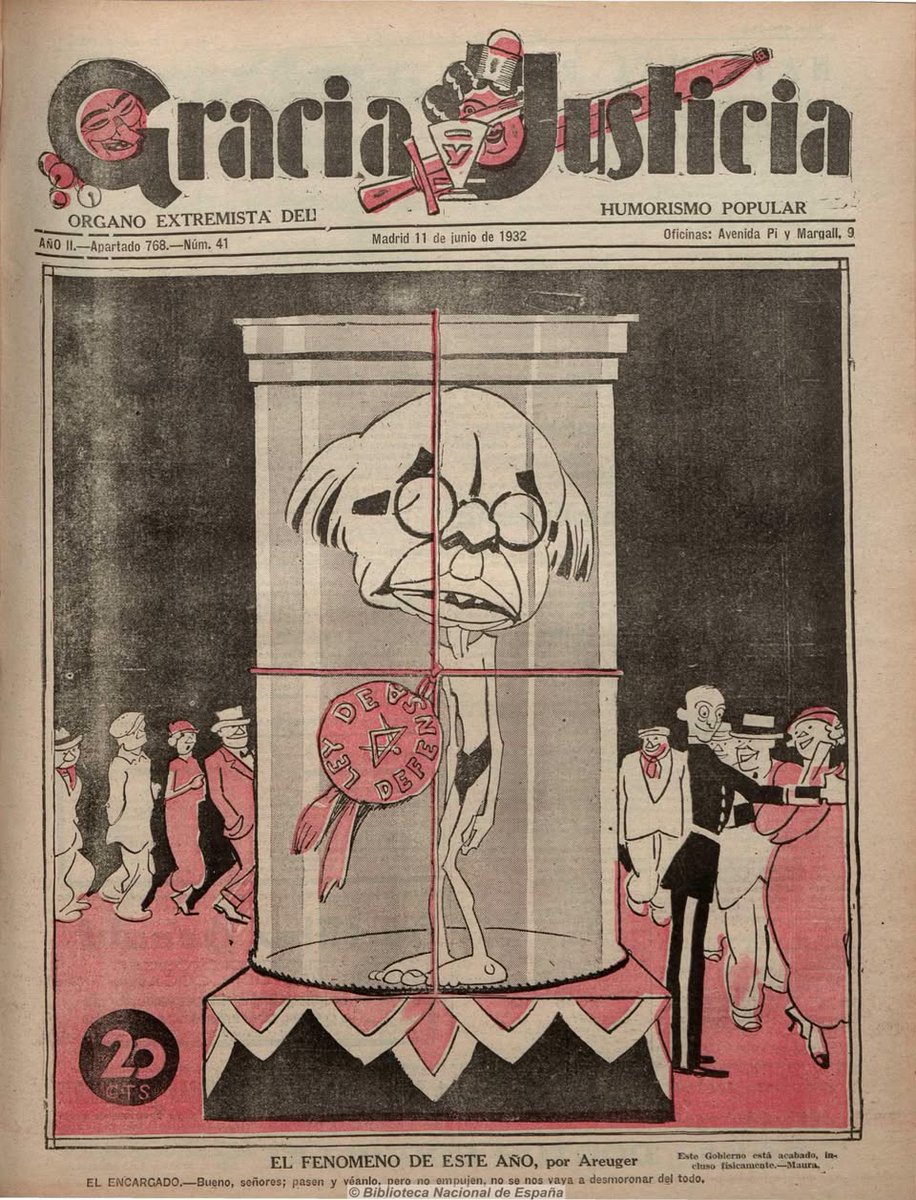 «Gracia y Justicia» (1931-1936) fue una revista satírica española durante el período de la Segunda República que difundió bulos y descalificaciones contra la masonería, creando un estereotipo negativo del masón y legitimando la violencia posterior contra los mismos. #GLE