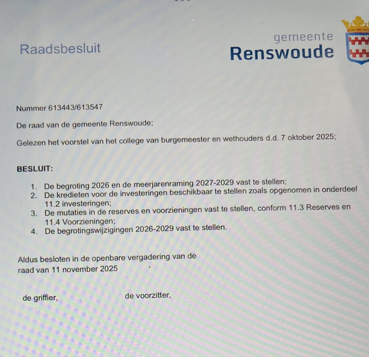 Begrotingsbehandeling in de gemeenteraad <a href="/gem_Renswoude/">gemeente Renswoude</a> . Unaniem aangenomen!! Dank aan allen die hieraan hebben bijgedragen! Dat onze besluiten het het belang van onze inwoners van #Renswoude mogen dienen.