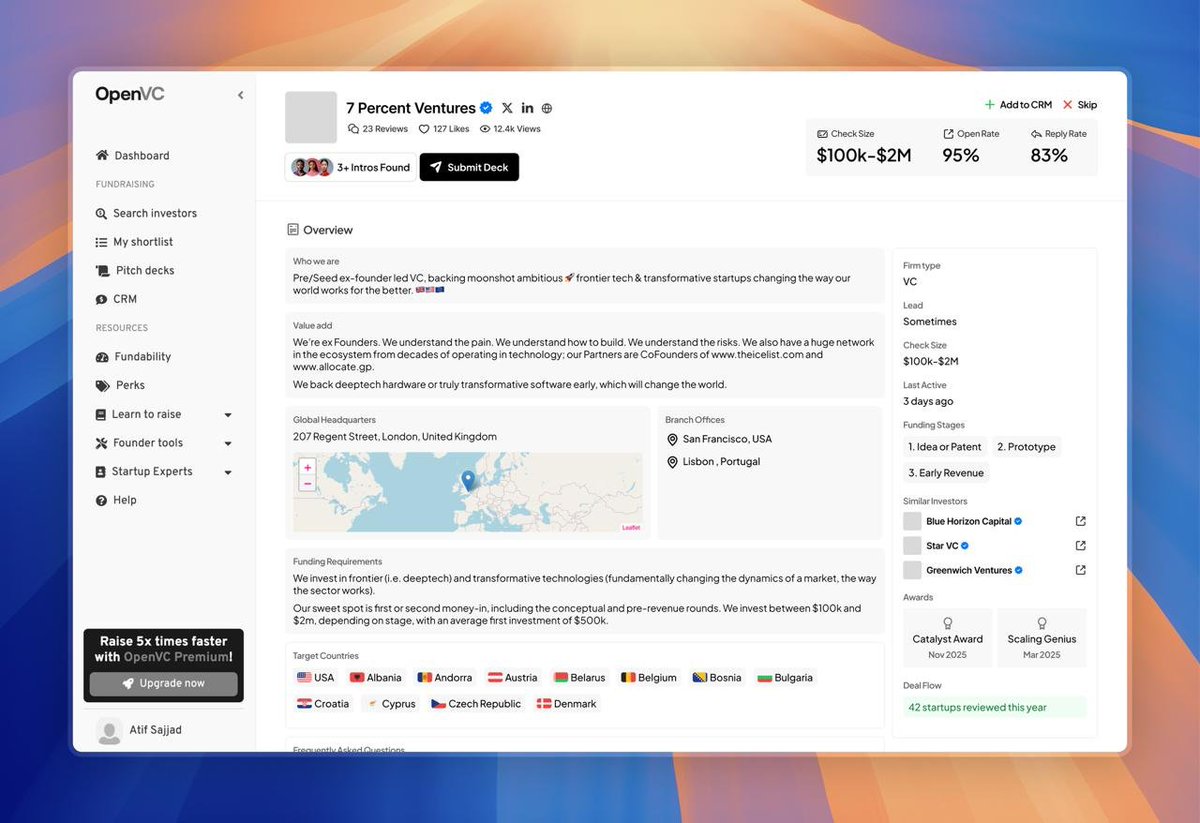 Operation Sexy VC: Day 2

We are redesigning the profiles of 10k+ investors with <a href="/saaslanding/">Ash | SaaS Landings</a> 

Here's the very first draft. Thoughts? 👇