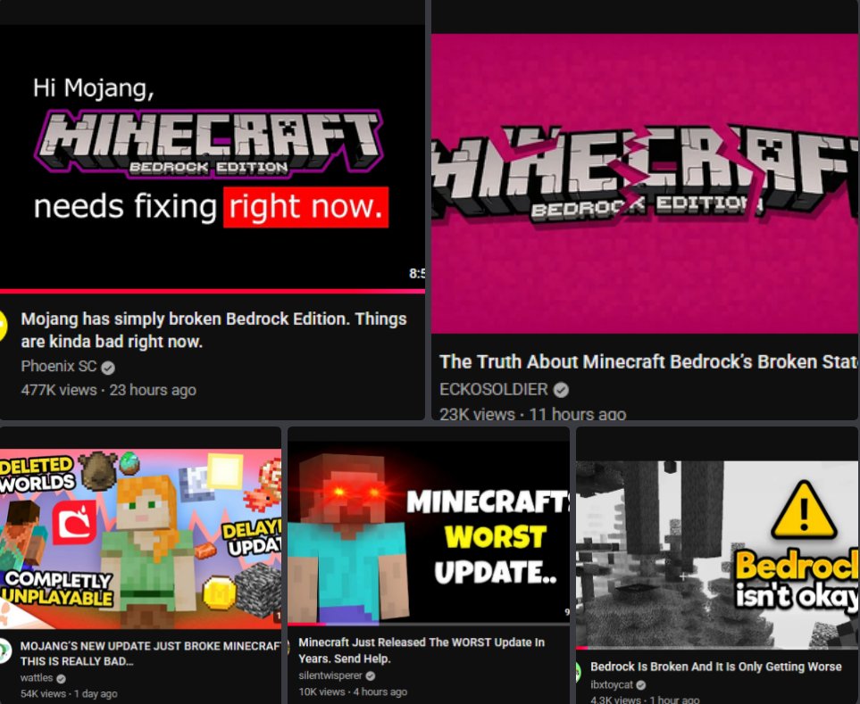 silentwisperer_'s tweet image. Man i wonder if something is happening with minecraft bedrock right now--