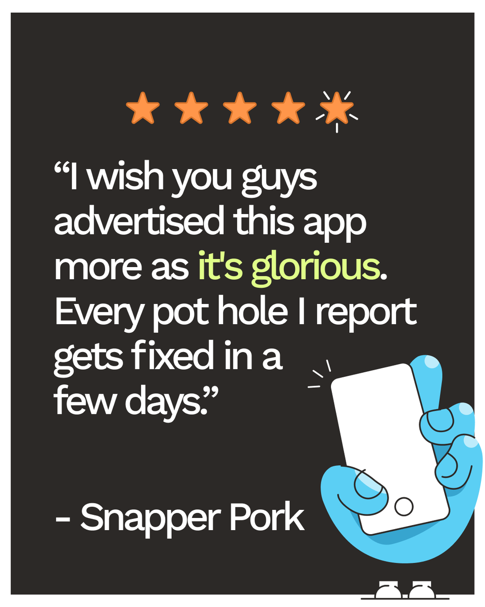 SnapSendSolve's tweet image. We’re taking Snapper Pork’s advice and doing a bit of advertising, of their kind words, that is. 😜

We love hearing when Snappers get results, and we’re chuffed the app’s making a difference (and a few smoother roads).

#SnapperStories #SnapSendSolve #CommunityLegends