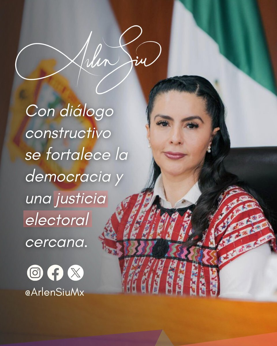 📍Realicemos con vocación democrática y visión de justicia social, el mejor de nuestros esfuerzos. 

#ArlenSiuMx 🫶🏻💜
#CompromisoConLaDemocracia 
#MagistradaElectoral ⚖️ 🗳️ 
#JusticiaCercana #Igualdad