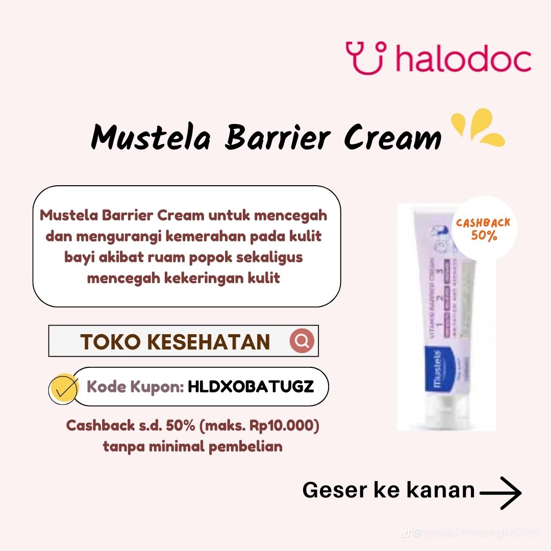 yantikalit02's tweet image. Cream Ruam Kulit Anak 🌟
Beli di Halodoc dapatkan Cashback 50% dengan masukan kode kupon di bawah

Toko Kesehatan ✨
💊 Diskon s.d. 50% (maks. Rp10.000) tanpa minimal pembelian
🎟 Kode Kupon: HLDXOBATUGZ
#halodoc #sehatbarenghalodoc #kulit #zonauang #zonajajan #voucherhalodoc
