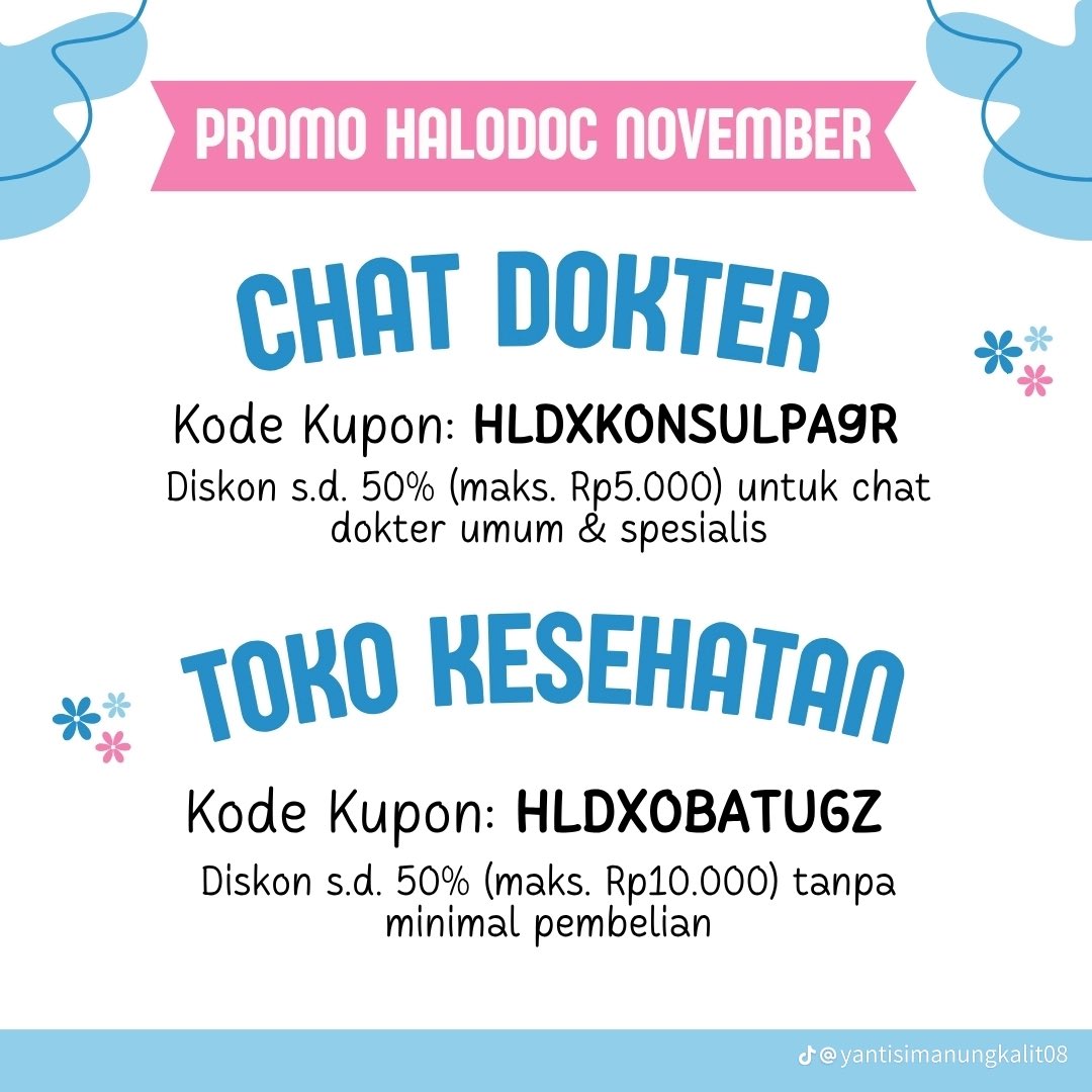 yantikalit02's tweet image. Cream Ruam Kulit Anak 🌟
Beli di Halodoc dapatkan Cashback 50% dengan masukan kode kupon di bawah

Toko Kesehatan ✨
💊 Diskon s.d. 50% (maks. Rp10.000) tanpa minimal pembelian
🎟 Kode Kupon: HLDXOBATUGZ
#halodoc #sehatbarenghalodoc #kulit #zonauang #zonajajan #voucherhalodoc
