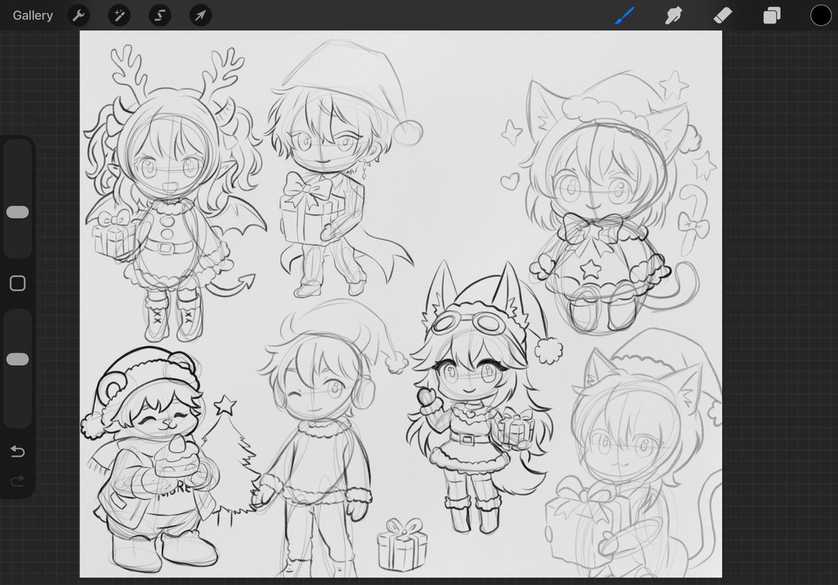 Thinking of opening some Christmas chibi commissions in a soft, watercolour style something gentle, storybook-like?

Would people be interested if I opened a few slots?