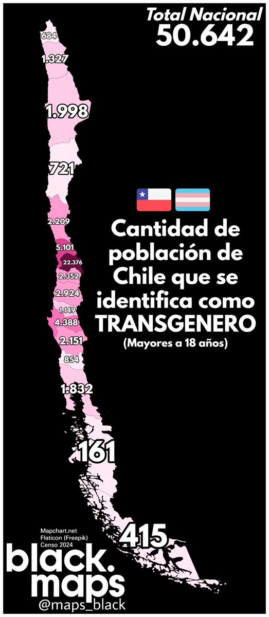 maps_black's tweet image. Cantidad de gente Trans 🏳️‍⚧️ en Chile 🇨🇱 por región