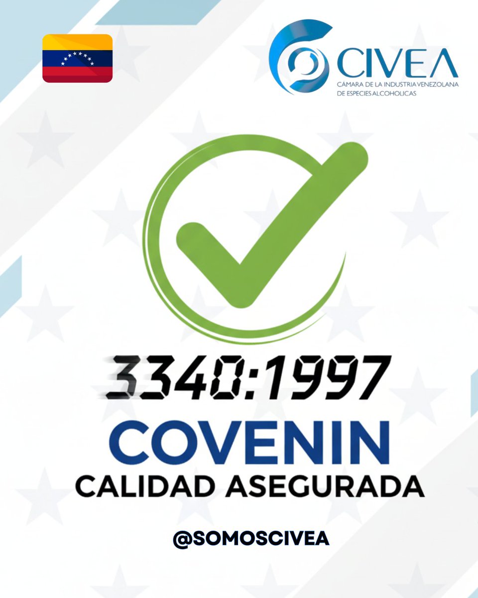 #FactCheck Consumo Seguro 🛡️ ¿Sabías que la calidad de tus bebidas alcohólicas está ASEGURADA por la ley? En Venezuela, la Norma COVENIN 3340:1997 rige la elaboración y envasado. Si la cumple, ¡es confiable! Síguenos para saber más sobre las normas que protegen tu consumo.