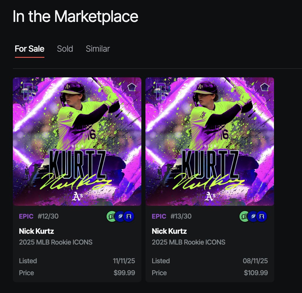 derekcsnook's tweet photo. Some good Nick Kurtz sales and rookies. Another rookie only on @CandyDigital 

#NickKurtz #ALROY #RookieOfTheYear #CandyDigital #DigitalCollectibles #MLBCollectibles #SportsCollectibles #NFTCommunity #BaseballCollecting #RookieSeason #MLB #ProspectWatch #NextGenCollectibles #StatusEconomy #Web3Sports #KurtzRookie #DigitalRookie #BaseballFans #CollectiblesMarket #MLBFutureStar