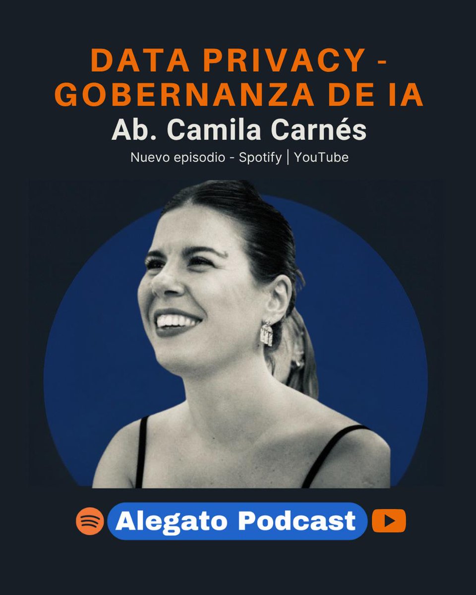 Salió el Episodio 9 de #AlegatoPodcast, el Podcast que hacemos junto a <a href="/ArceHernan/">Hernán Arce</a>. Esta vez nos acompañó Camila Carnés que vino a hablar sobre Data Privacy y Gobernanza de IA Pueden verlo en YouTube: youtu.be/lwD-Bwb47G8