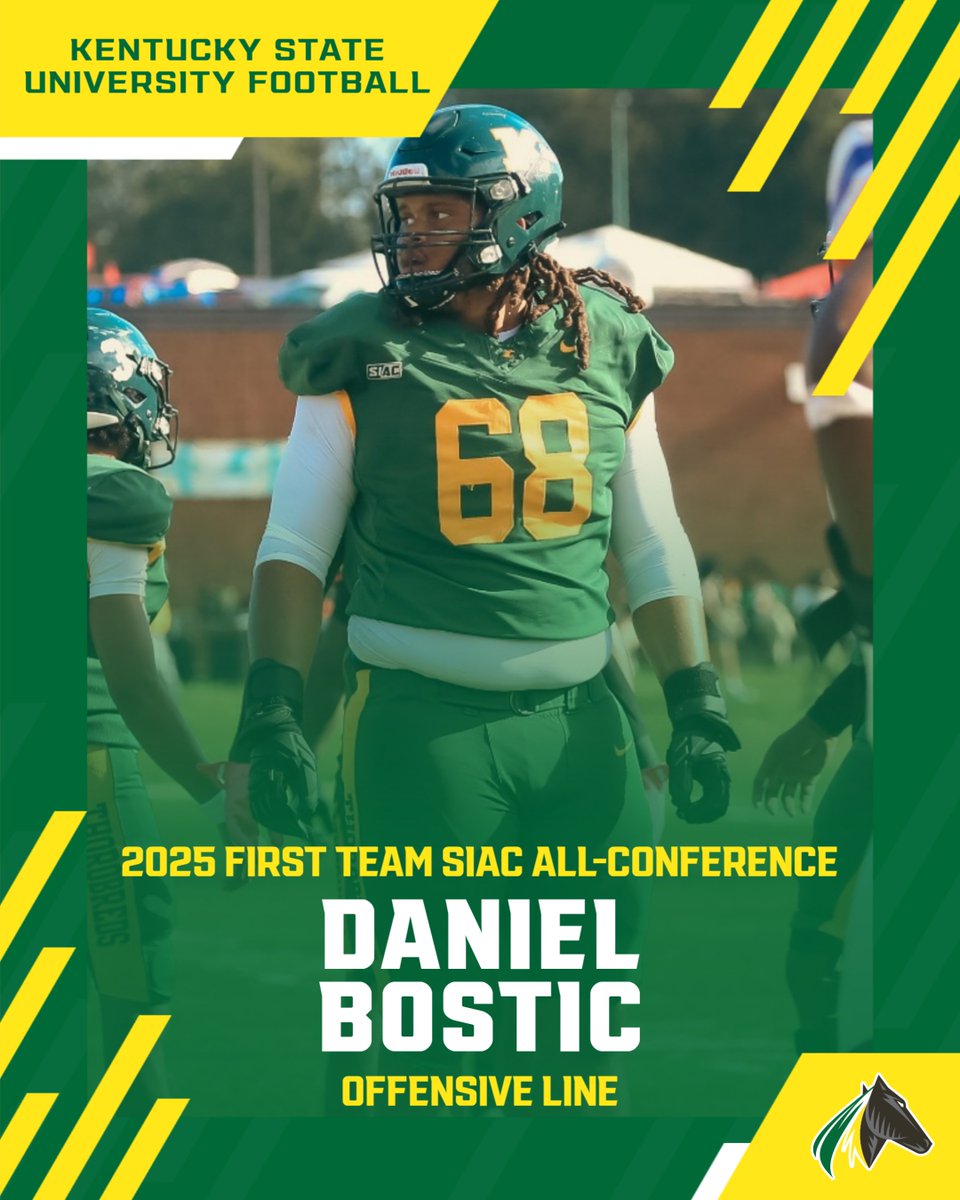 KYSUFB's tweet photo. FB I Daniel Bostic, was awarded 2025 First Team SIAC All-Conference! https://t.co/X9Rxbkeeov