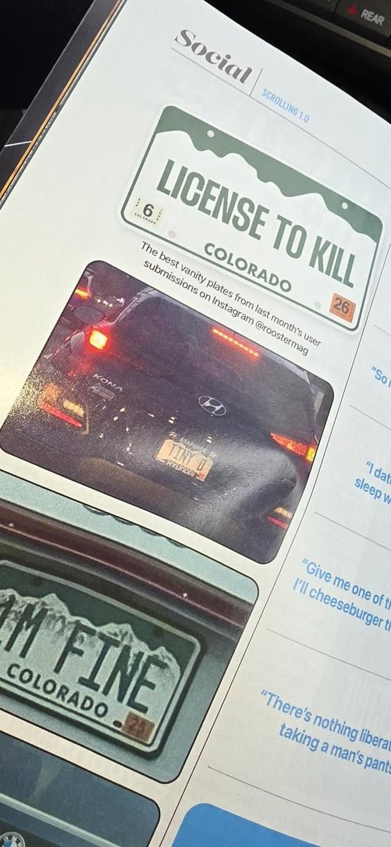 Thank you to The Rooster for recognizing the brilliance of our vanity license plate: