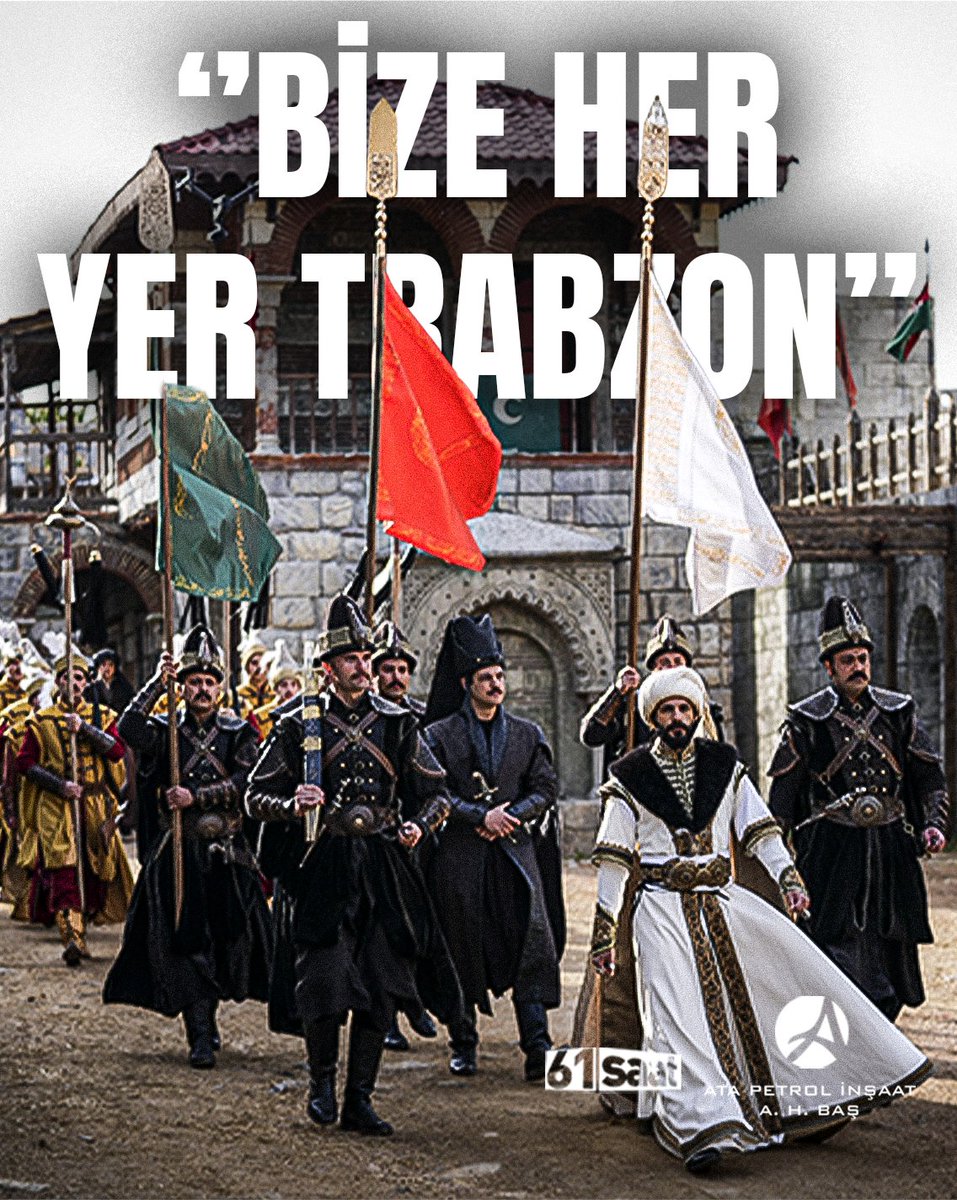 61saat's tweet photo. TRT 1’de bugün yayınlanan Mehmed: Fetihler Sultanı dizisinde, Trabzon’un fethi konusu işlenirken dizideki bir replik dikkat çekti.

Fatih'in Trabzon seferinde öncü birlikten biri havayı koklar ve "Burada Trabzon havası var." der. 

Diğeri cevap verir: "Bize her yer Trabzon dersin yani." (!)