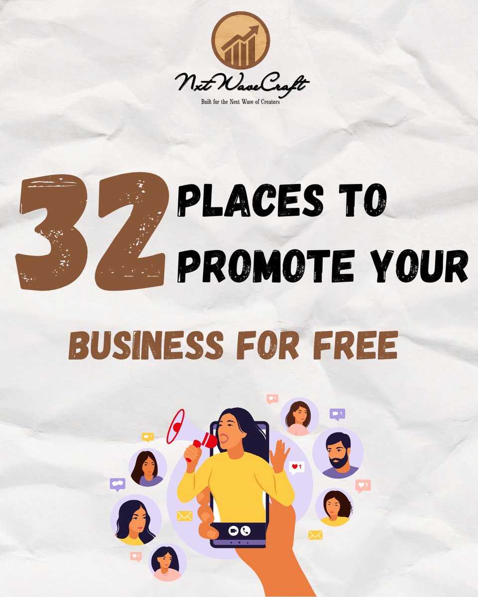 NxtWaveCraft's tweet image. 💥 32 places to promote your business for FREE in 2025
✅ Social platforms
✅ Directories
✅ Forums
✅ Communities
No budget? No problem.
Bookmark this list &amp;amp; start showing up where it counts.
#FreeMarketing #StartupTips #BusinessGrowth #Marketing2025