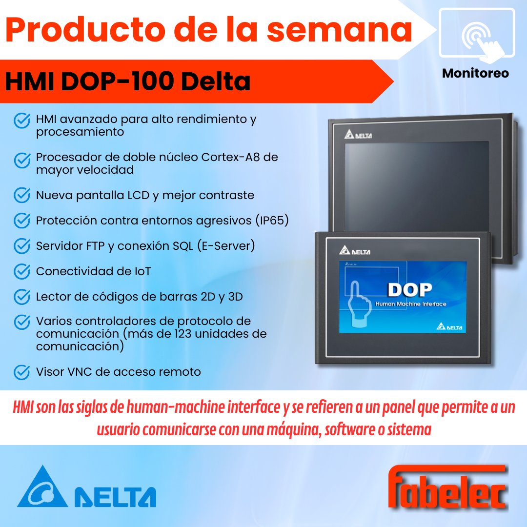 Fabelec's tweet photo. Esta semana queremos destacar HMI-DOP-100 de la marca Delta.

Encuéntralos en https://t.co/1jsN75EfaM junto a nuestra gran gama de productos .

 #automatizacion industrial
 #innovacion industrial
 #soluciones industriales https://t.co/ZLxIhCvj1Y