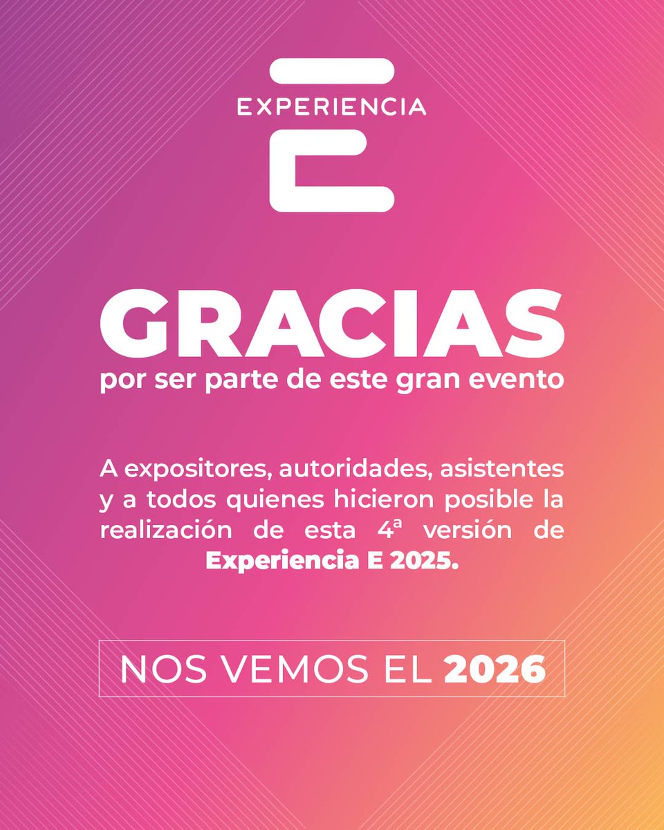 ¡Gracias por ser parte de esta gran energía! ⚡🧡

Cerramos #ExperienciaE2025, donde cada conversación y actividad nos acercó un paso más a la electromovilidad, tecnología y sostenibilidad.

💫 Nos vemos en #ExperienciaE2026 para seguir impulsando juntos energía del cambio.