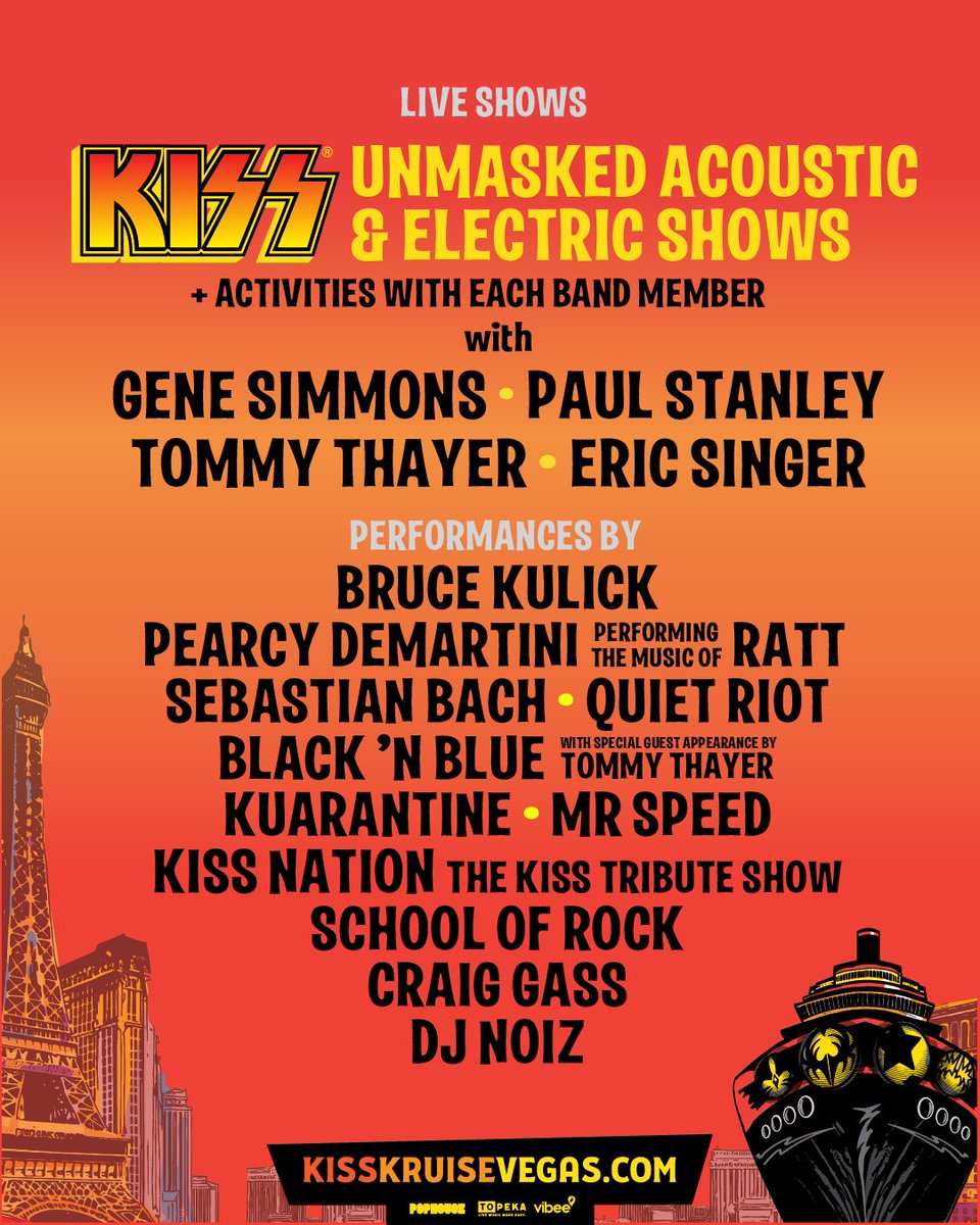 kiss's tweet image. 3 days until the hottest fan event of the year❗️Last chance to secure your ticket to KISS Kruise: Landlocked in Vegas 🔥
 
Get yours at kisskruisevegas.com ⚡️ See you in Vegas!
 
Who’s coming??
