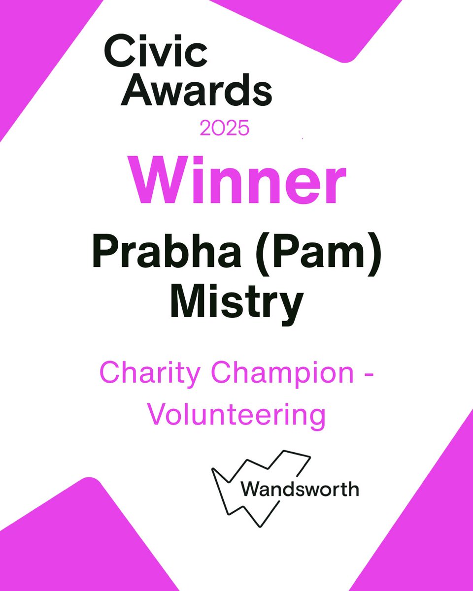 wandbc's tweet image. Charity Champion – Volunteer: Prabha (Pam) Mistry🎉 

Pam is being recognised for dedicated volunteer work at Sparkle’s four intergenerational community centres across Wandsworth. 

#WandsworthCivicAwards
